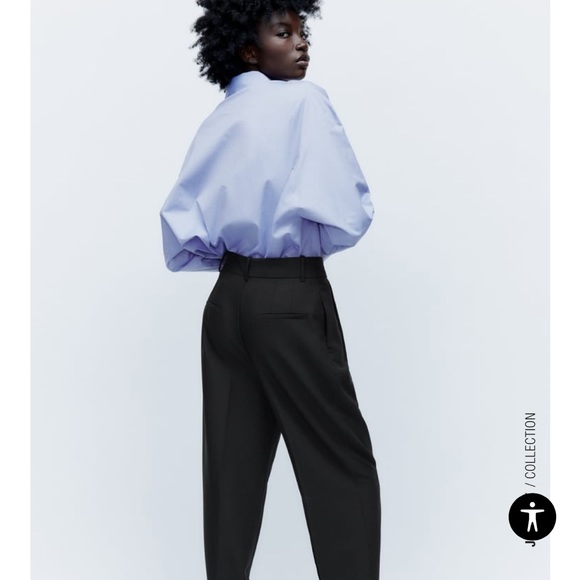 Zara Menswear Style Straight Leg Wide Leg Front Pleat Trousers - Picture 4 of 10